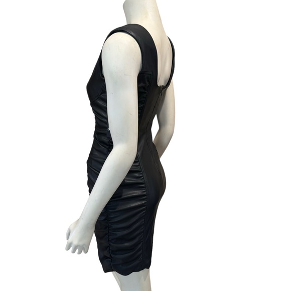 NEW Guess Ruched Vegan Leather Bodycon Mini Dress - Picture 6 of 13